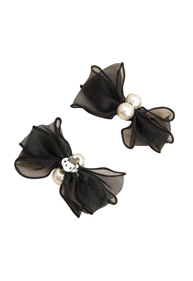 Pursehuit Set 2 brose - negre - pentru pantofi - cu clips si perle - Ottmar C6