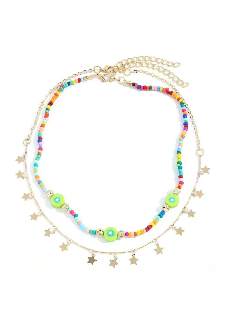 Pursehuit Set 2 coliere - cu margelute colorate si stelute aurii - Marsha C9 -