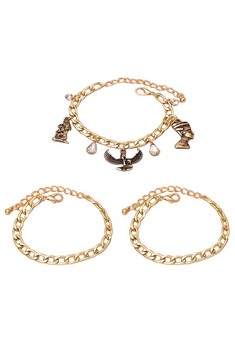 Pursehuit Set 3 bratari aurii - cu zale si pietre - Thana C7 -