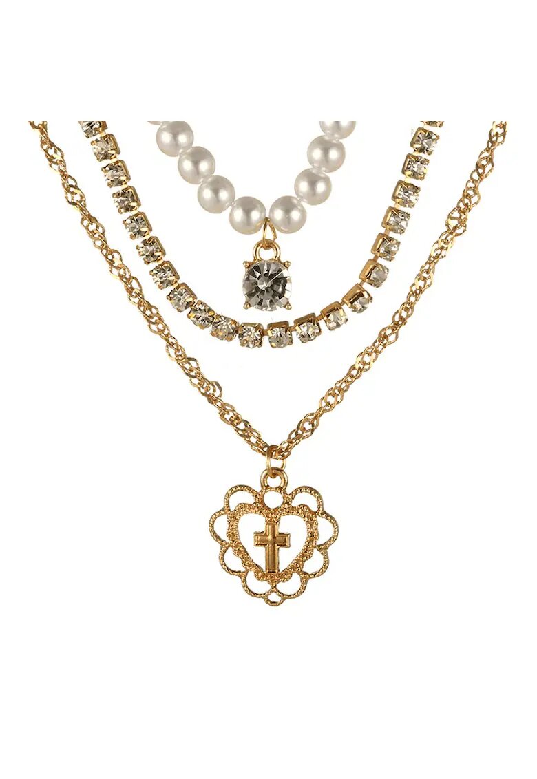 Pursehuit Set 3 coliere - aurii - cu perle si pietre - Magna C29 -