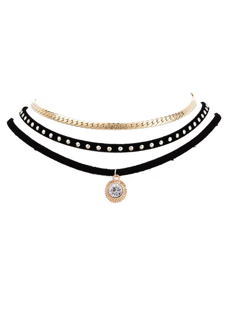Pursehuit Set 3 coliere - negre - cu piatra - Maisi C26 -