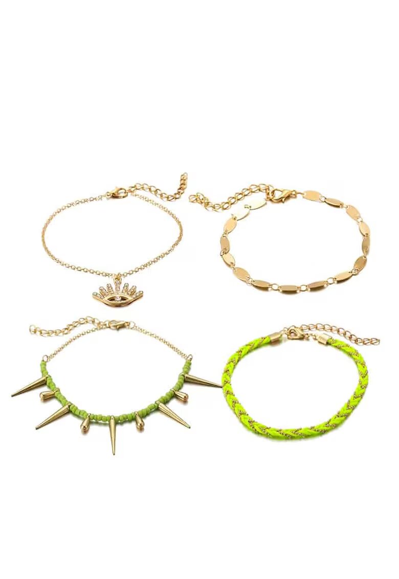 Pursehuit Set 4 bratari de picior - auriu cu galben - Kiina C1