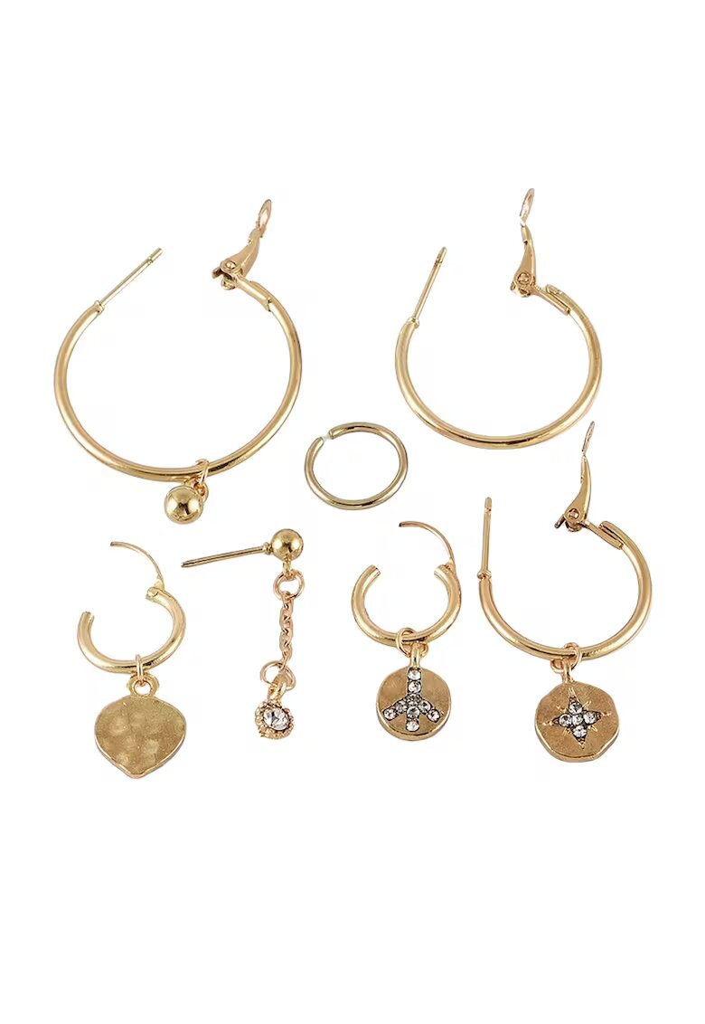 Pursehuit Set 7 cercei aurii - cu pietre - Davine C22 -