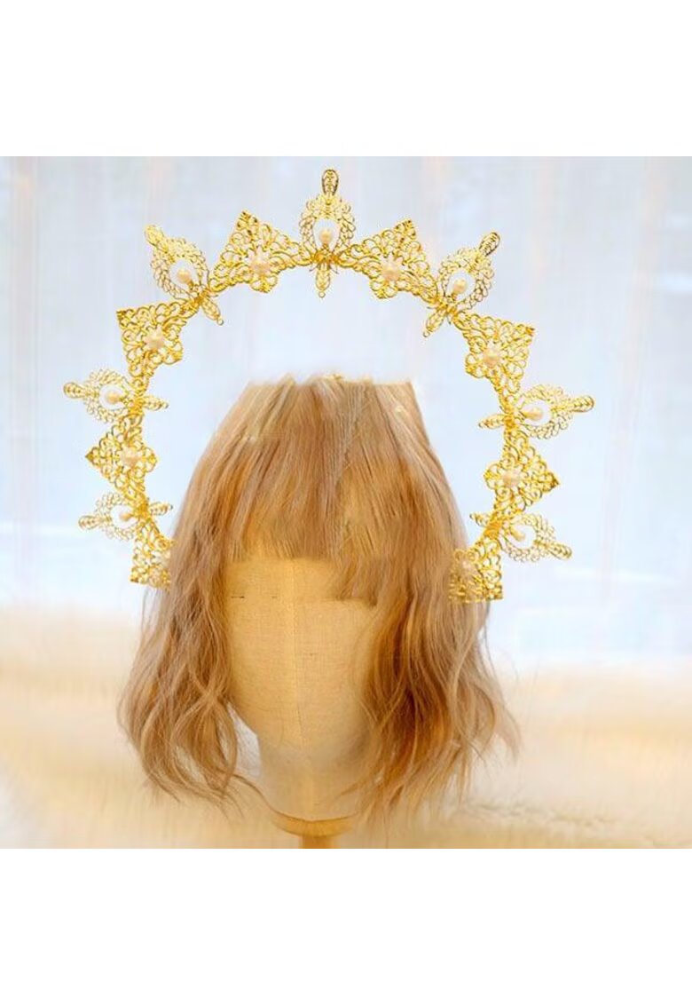 Pursehuit Tiara Halo - handmade - aurie - cu perle - Caterina C4 -
