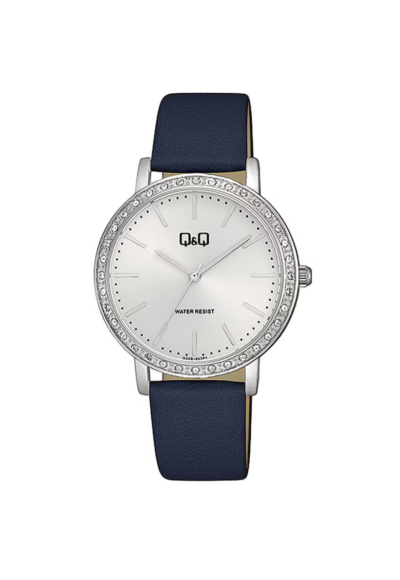 QQ Ceas analog de dama - Negru/Argintiu - Albastru