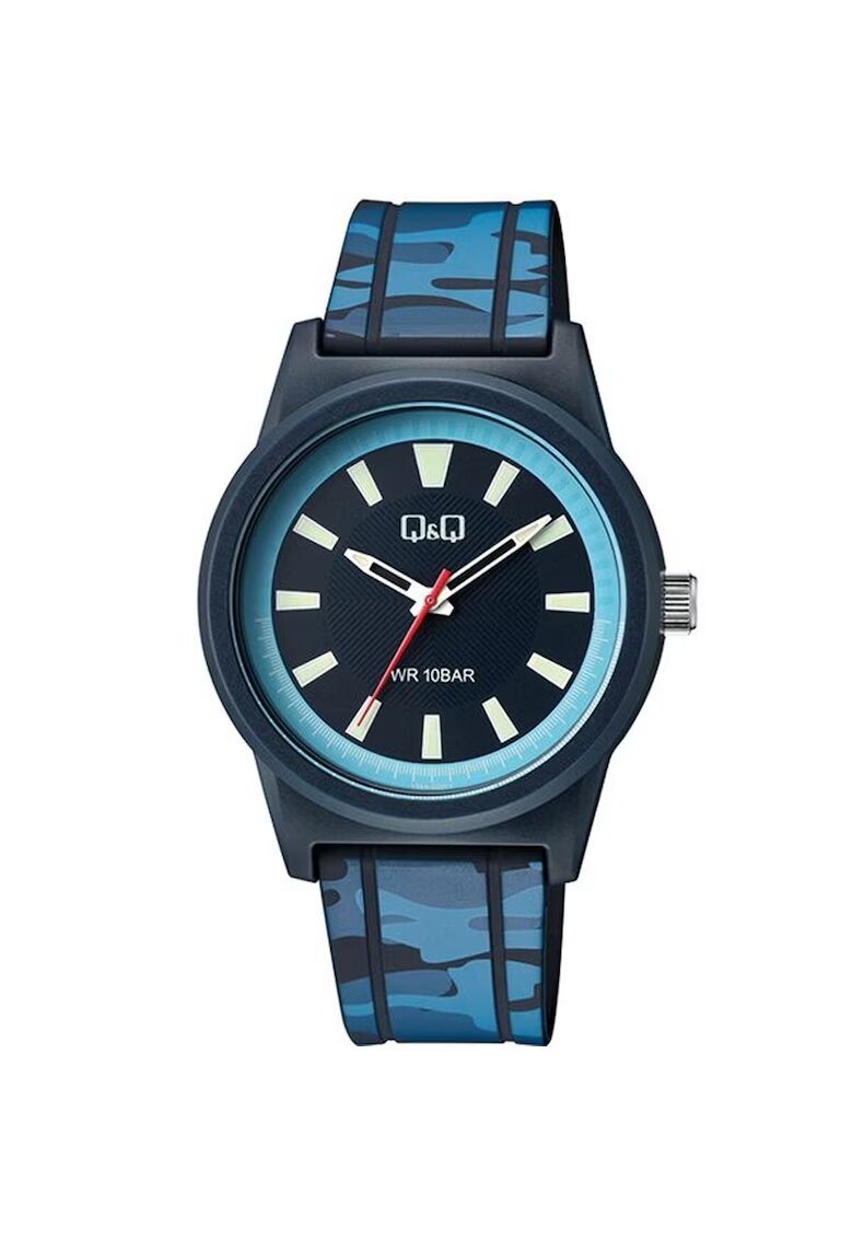 QQ Ceas barbatesc V35A-002VY - quartz - negru - albastru - bratara din otel inoxidabil
