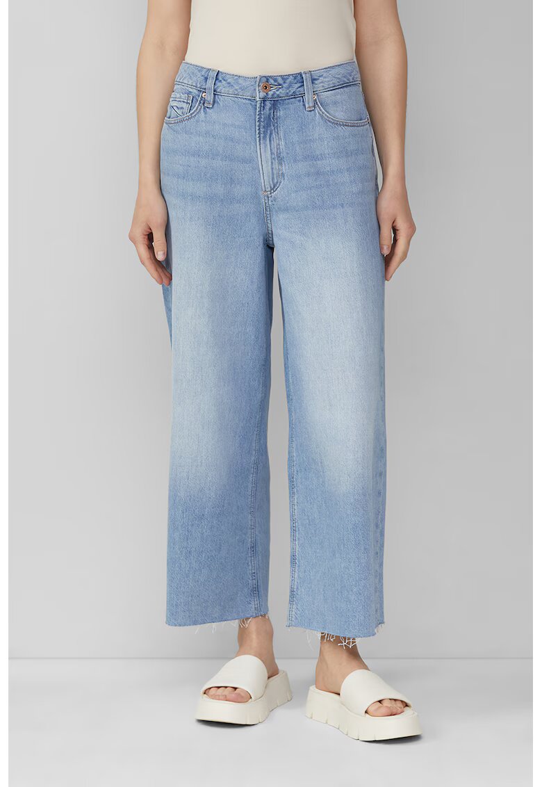 QS Blugi crop cu talie inalta - Albastru deschis