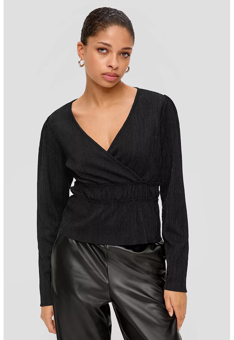 QS Bluza cu decolteu cache-coeur - Negru