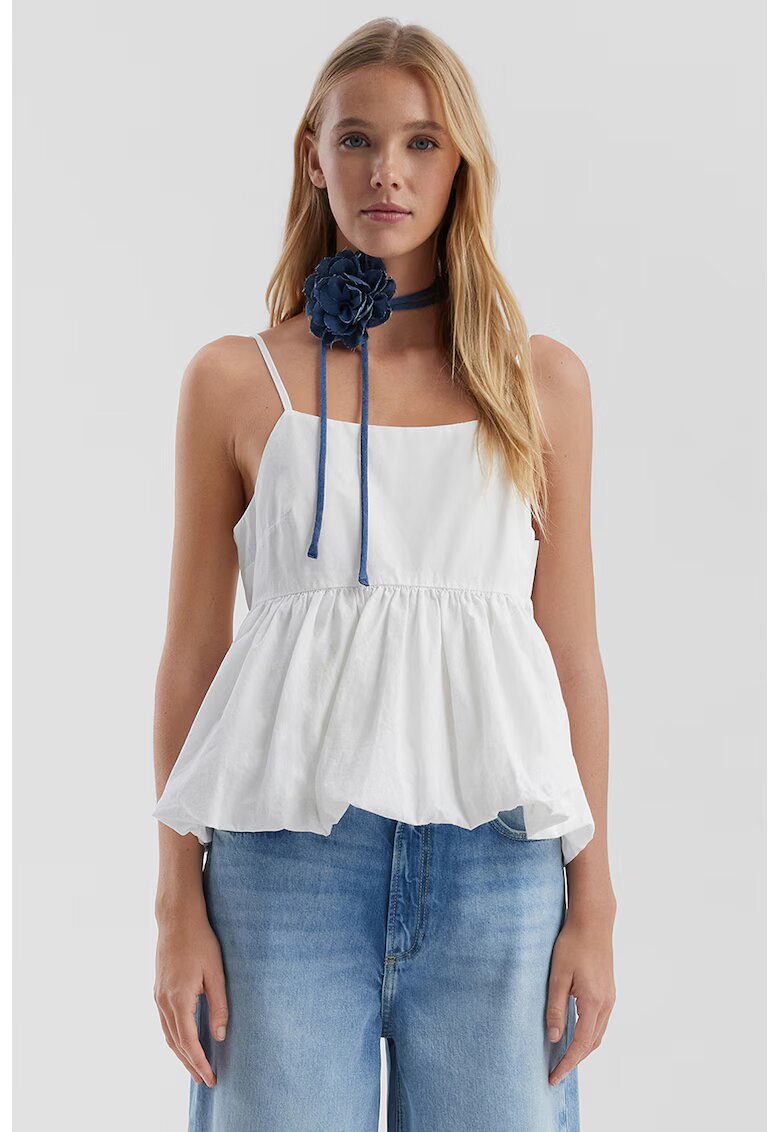 QS Bluza cu volan peplum si bretele ajustabile - Alb