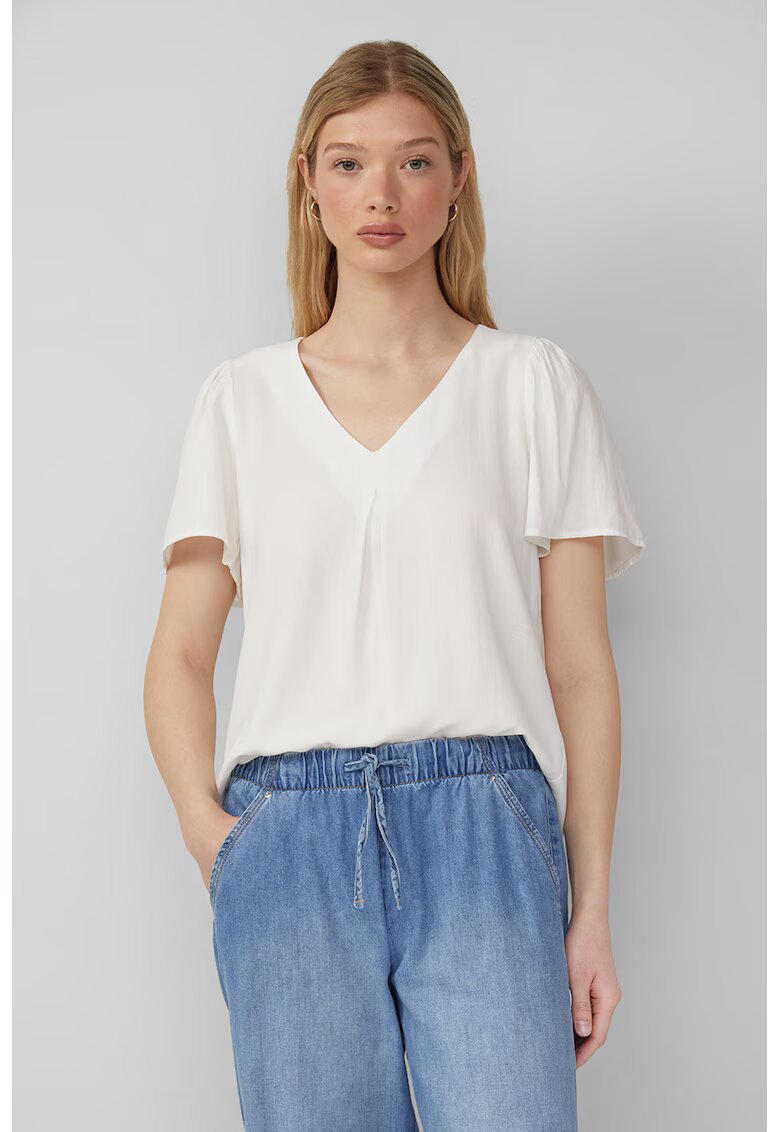 QS Bluza uni cu decolteu in V - Alb