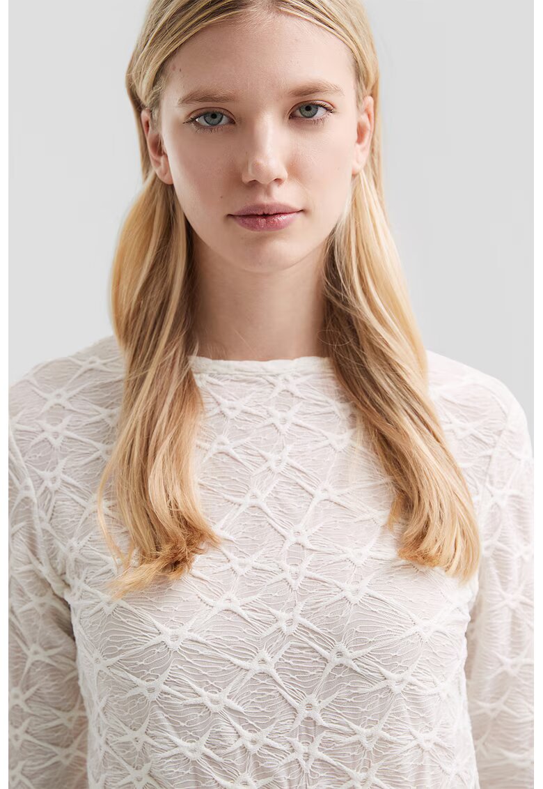 QS Bluza uni texturata - Alb