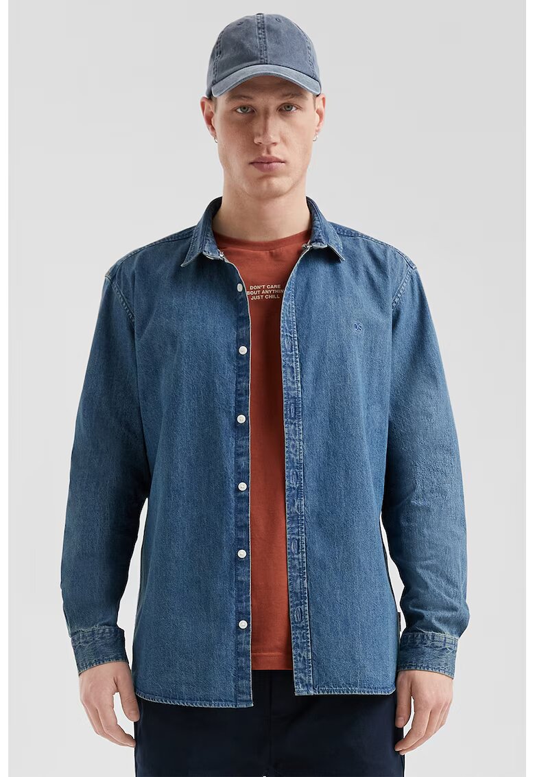 QS Camasa de denim cu maneci lungi - Albastru inchis