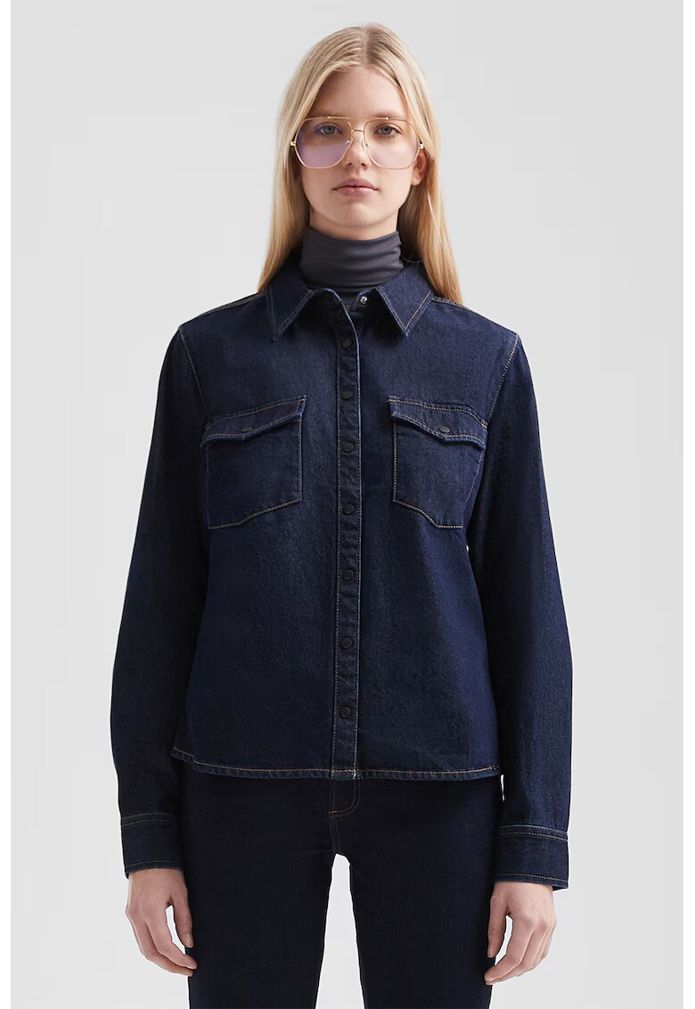 QS Camasa din denim cu buzunare pe piept - Albastru ultramarin