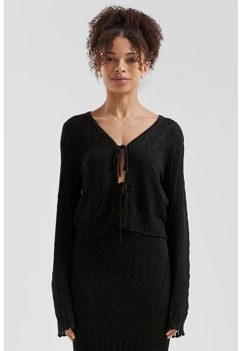 QS Cardigan fara inchidere cu prindere frontala - Negru