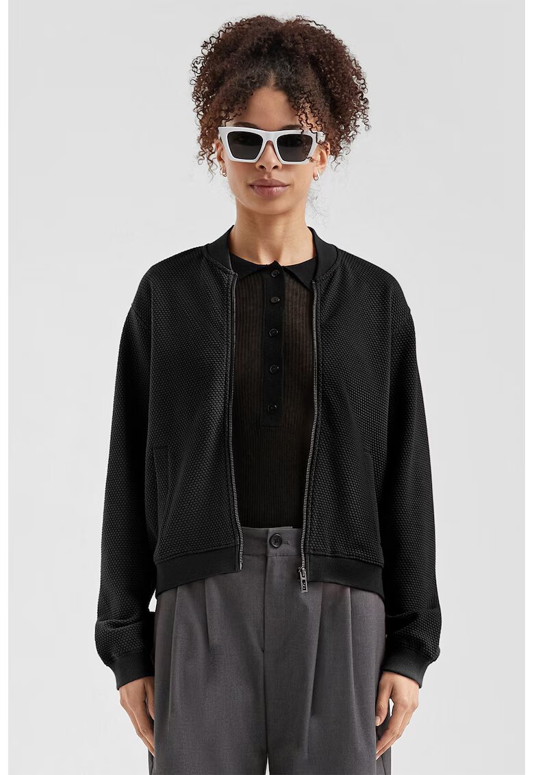 QS Jacheta bomber cu buzunare laterale - Negru