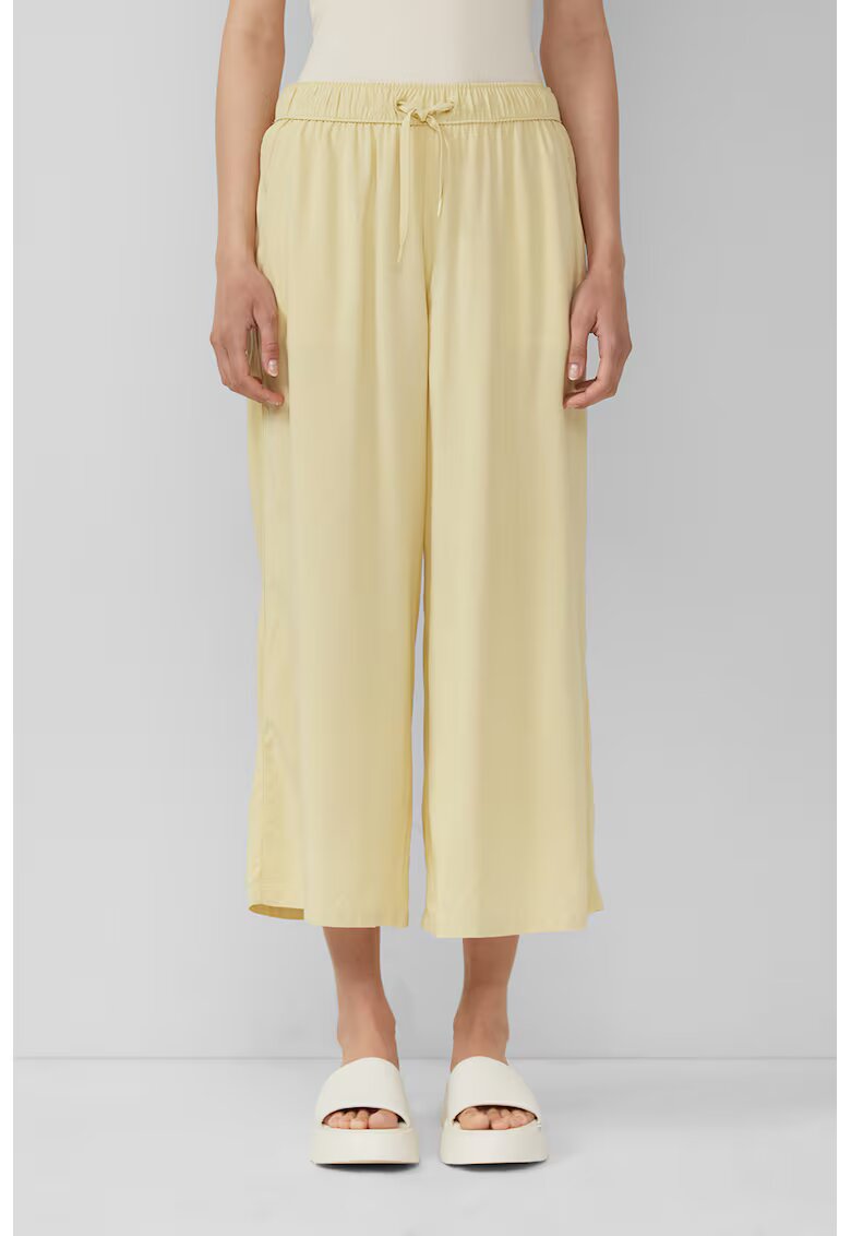 QS Pantaloni crop cu croiala ampla - Galben deschis