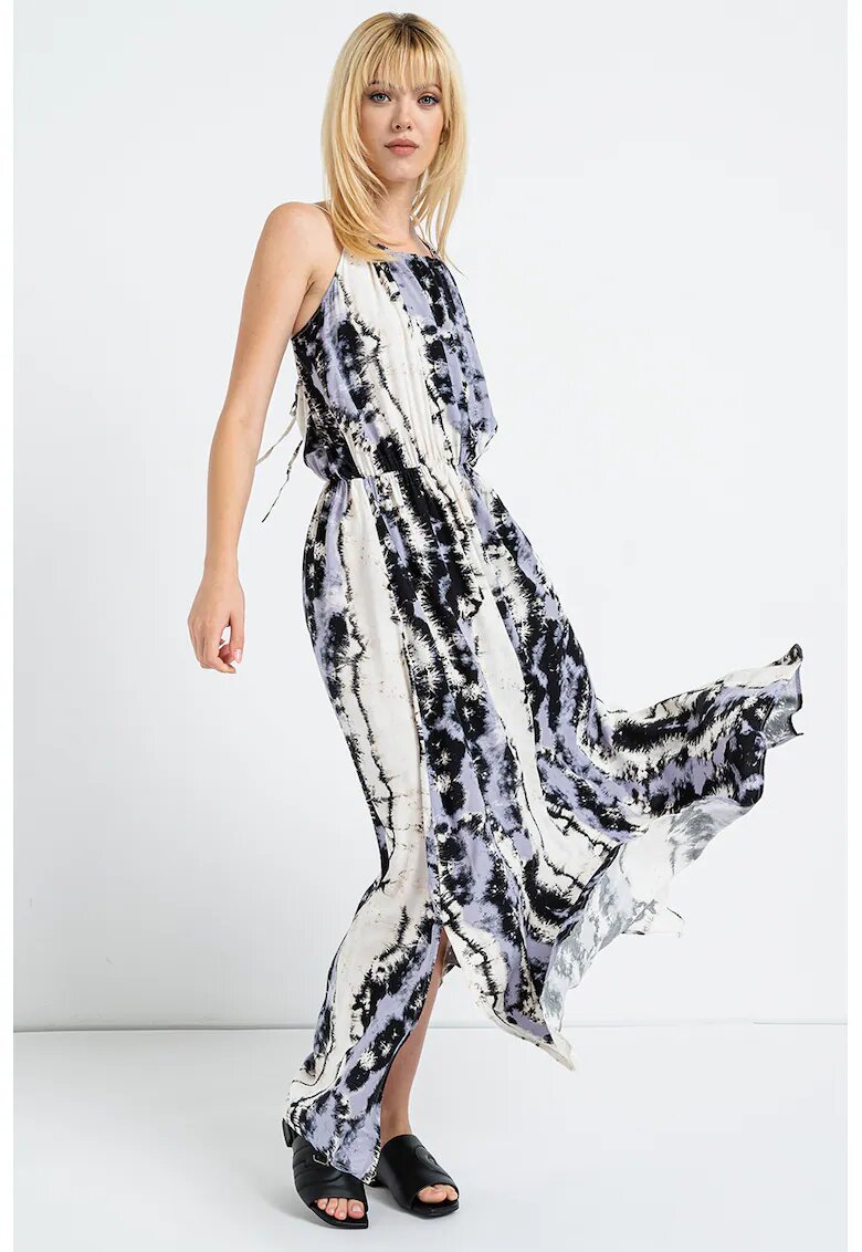 QS Rochie maxi cu imprimeu abstract - Alb/Negru/Lila