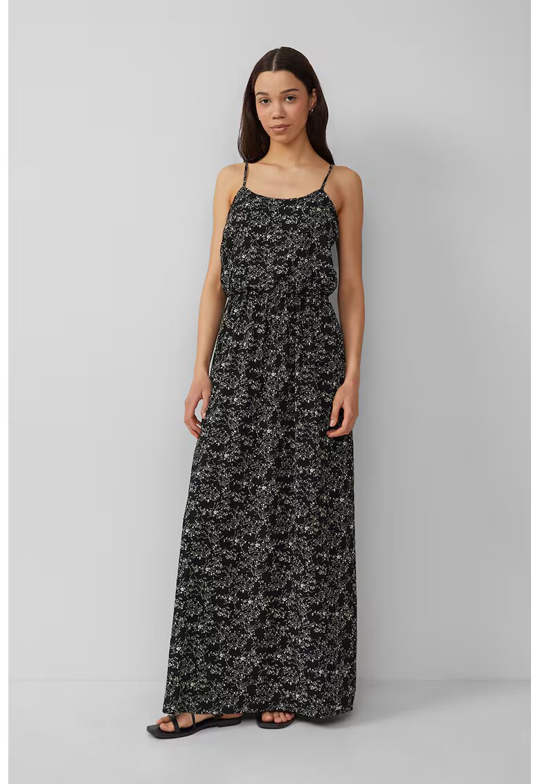 QS Rochie maxi evazata - Alb/Albastru ultramarin