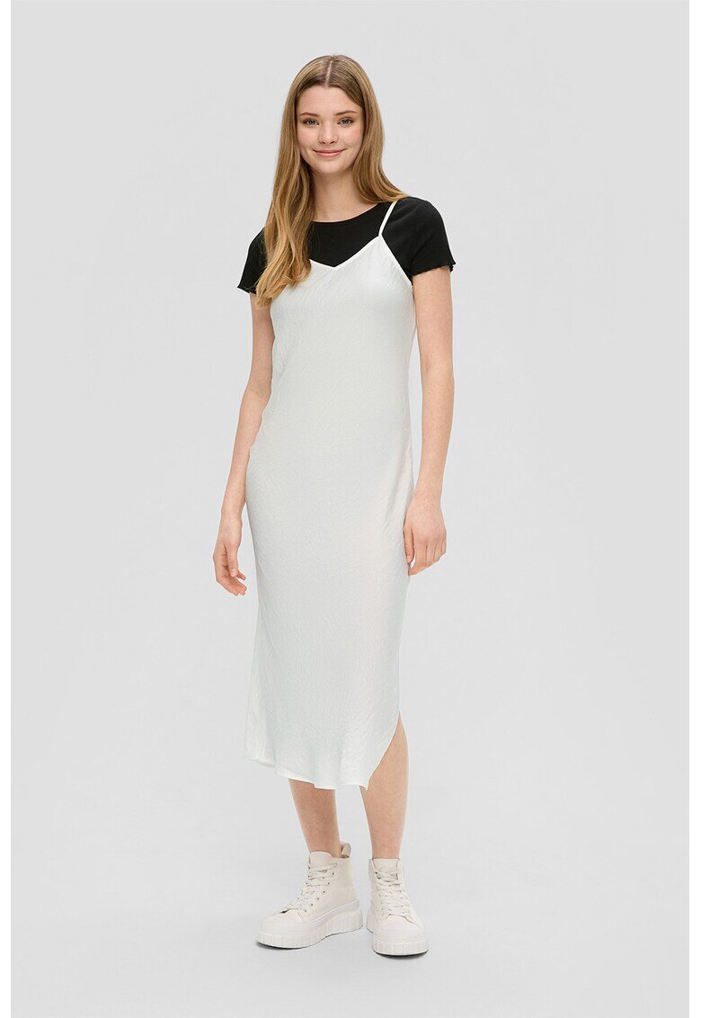 QS Rochie midi cu bretele inguste - Alb