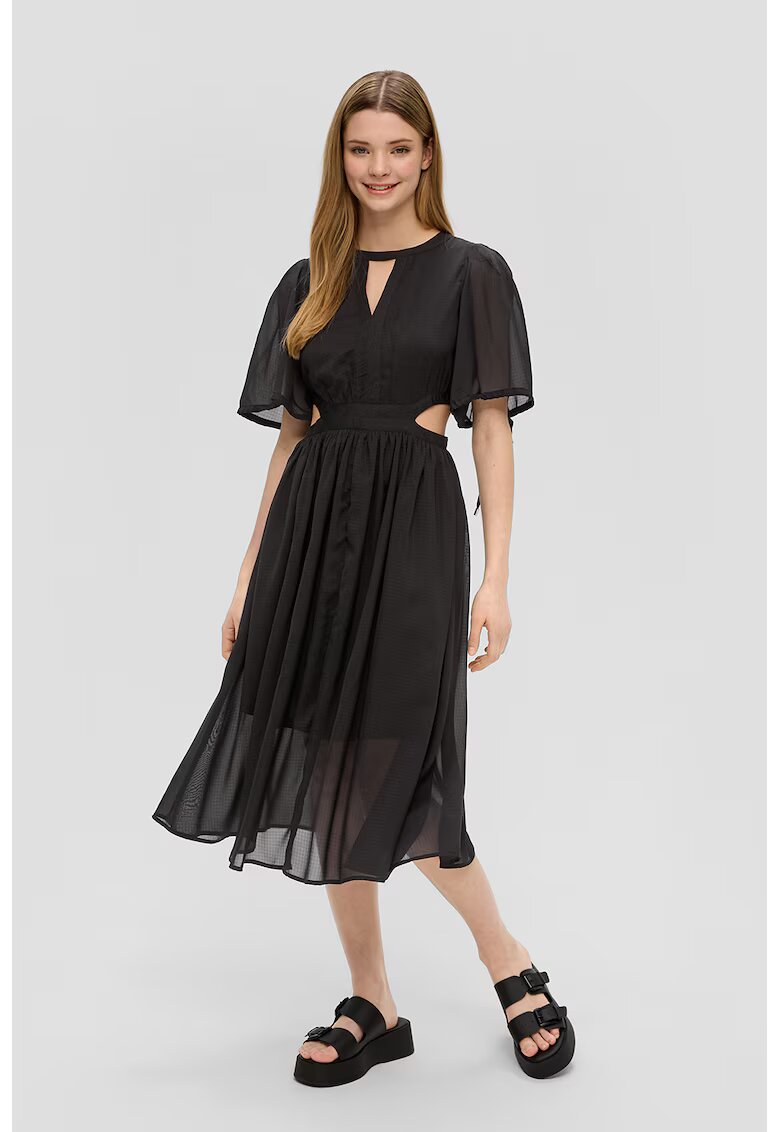 QS Rochie midi cu decupaje laterale - Negru