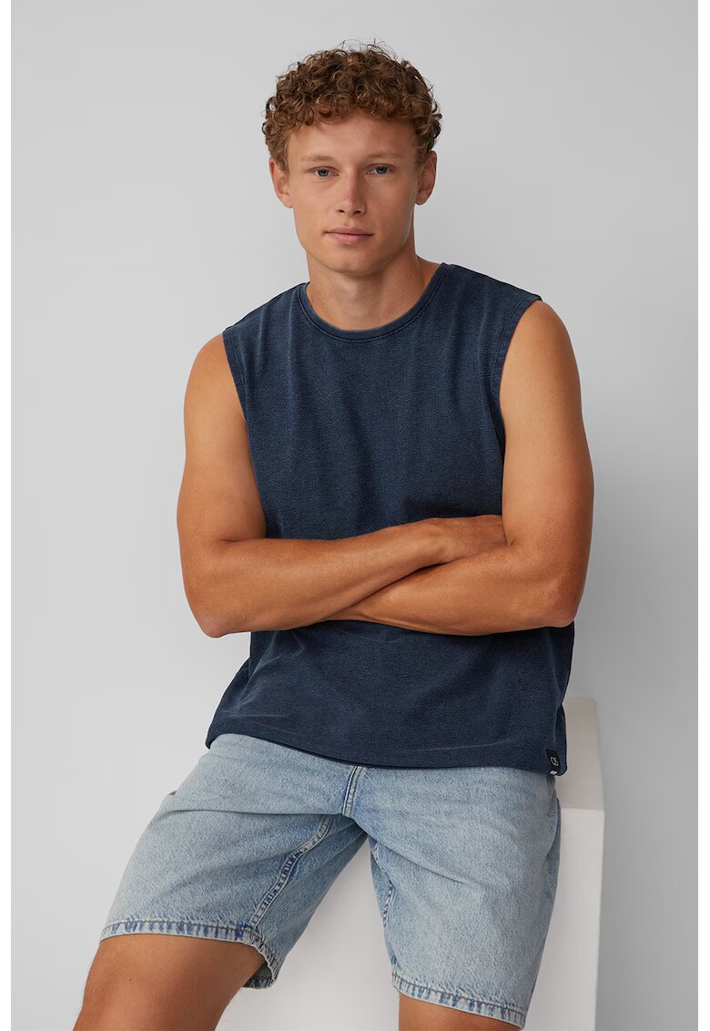 QS Top regular fit din bumbac - Bleumarin