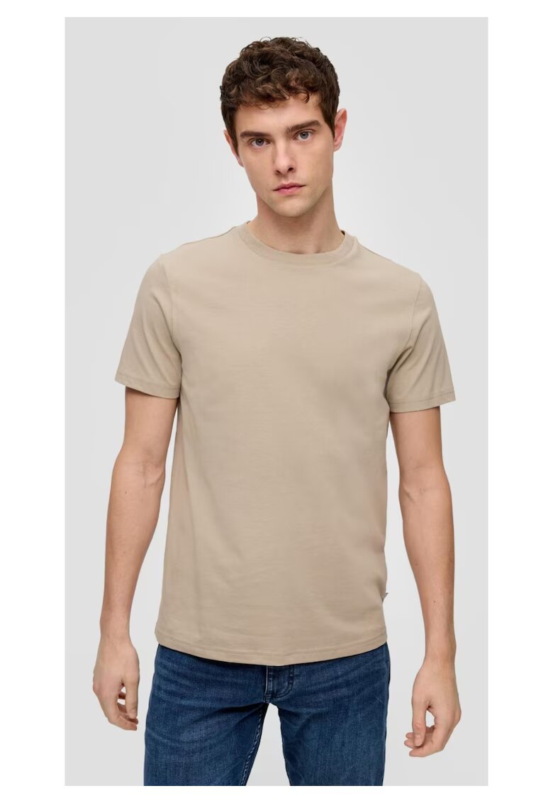 QS Tricou barbati cu decolteu la baza gatului si croiala Regular fit - Q/S by s.Oliver - Crem