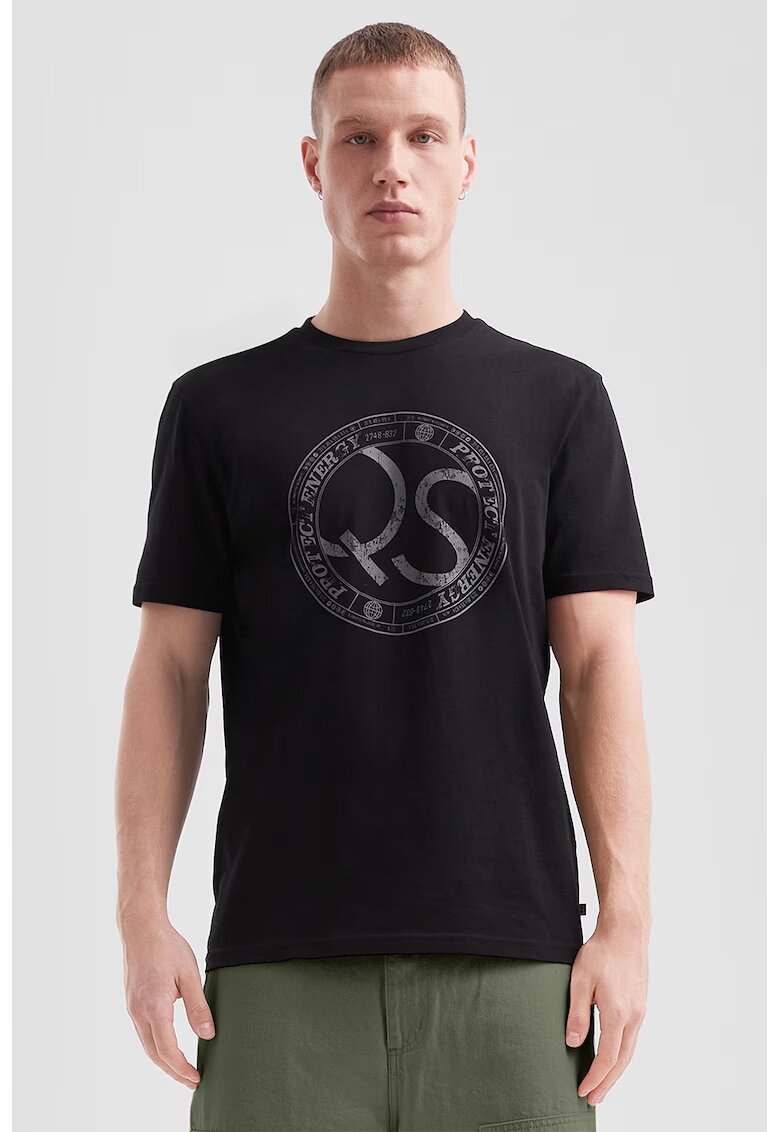 QS Tricou de bumbac cu logo - Negru