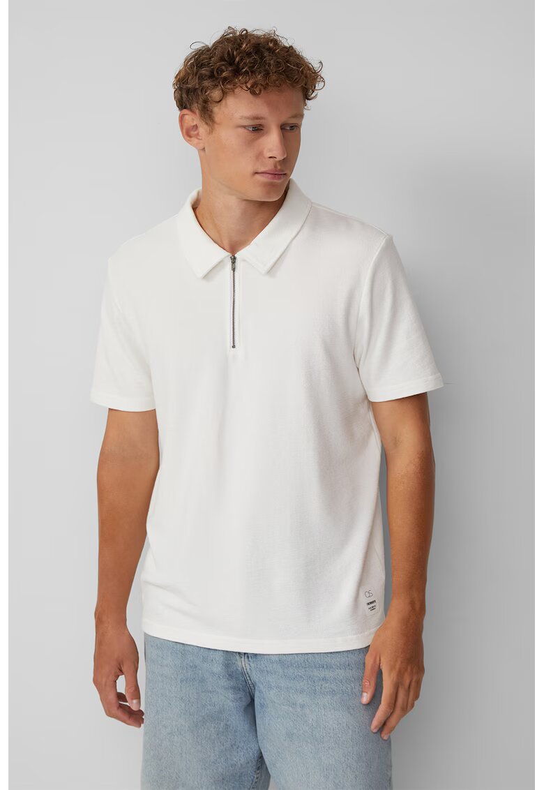 QS Tricou polo regular fit din bumbac - Alb