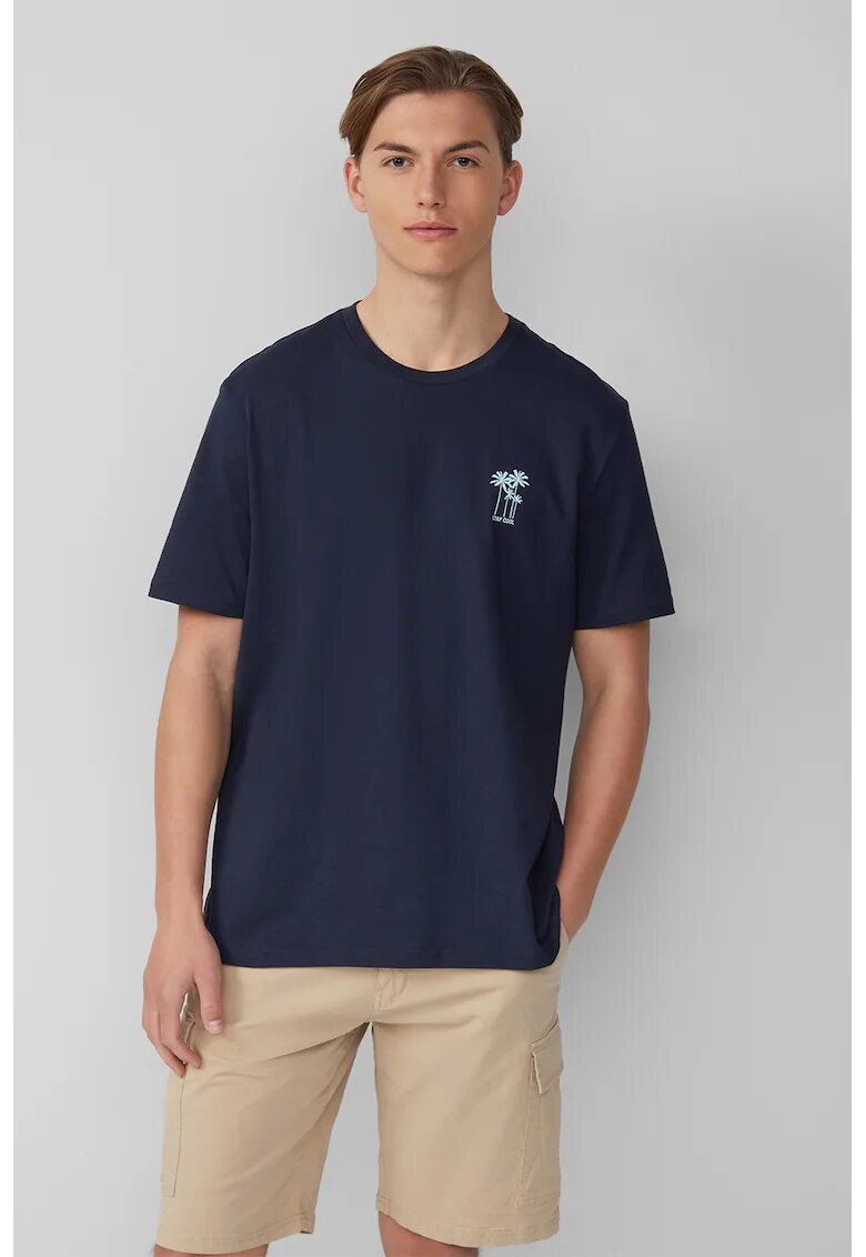 QS Tricou regular fit cu model grafic discret - Bleumarin