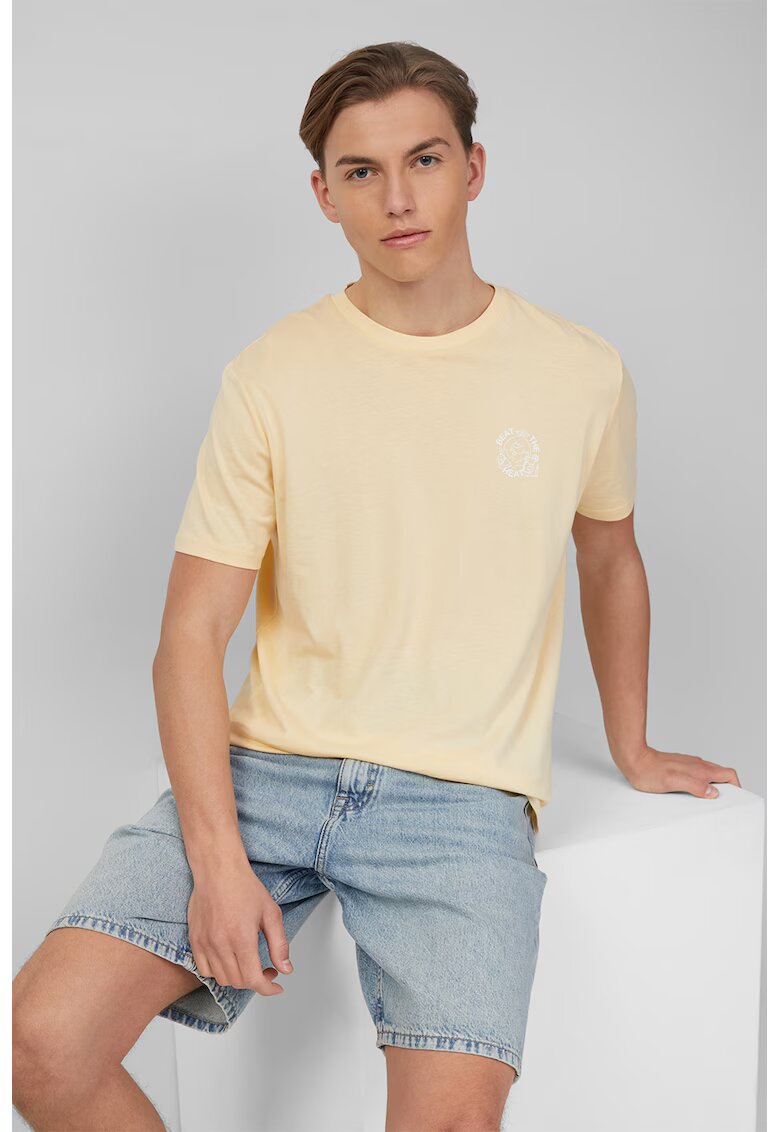 QS Tricou regular fit cu model grafic discret - Portocaliu pal