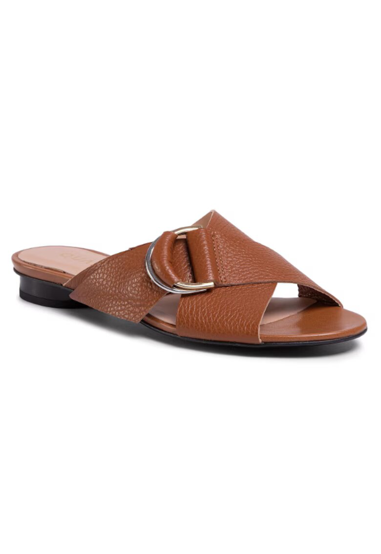QUAZI Papuci flip-flop dama - Piele naturala - maro - Maro