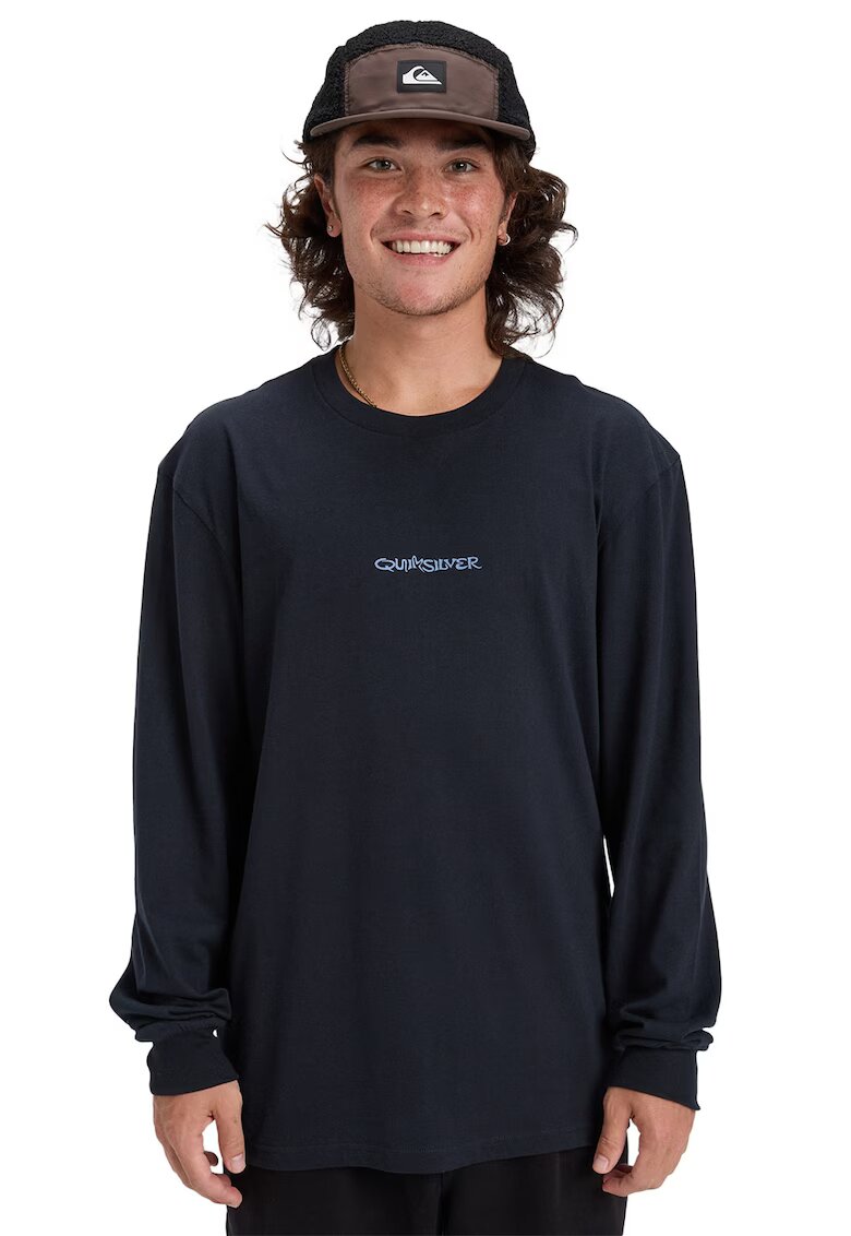 Quiksilver Bluza lejera din bumbac organic - Albastru pastel/Negru