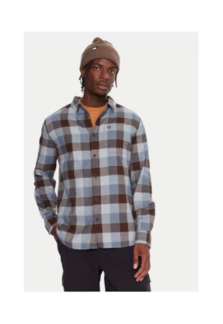 Quiksilver Camasa pentru barbati - bumbac - model in carouri - albastru/maro