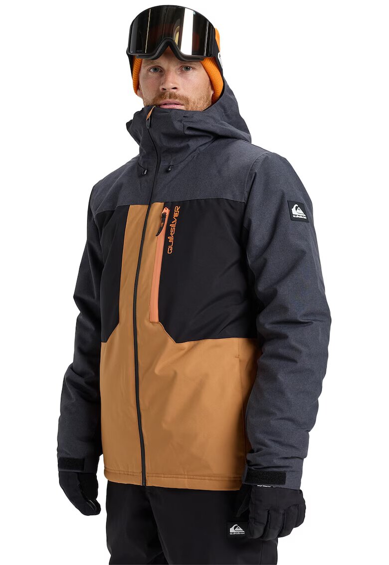 Quiksilver Geaca cu gluga pentru ski Dawson - Negru/Portocaliu persan/Gri antracit