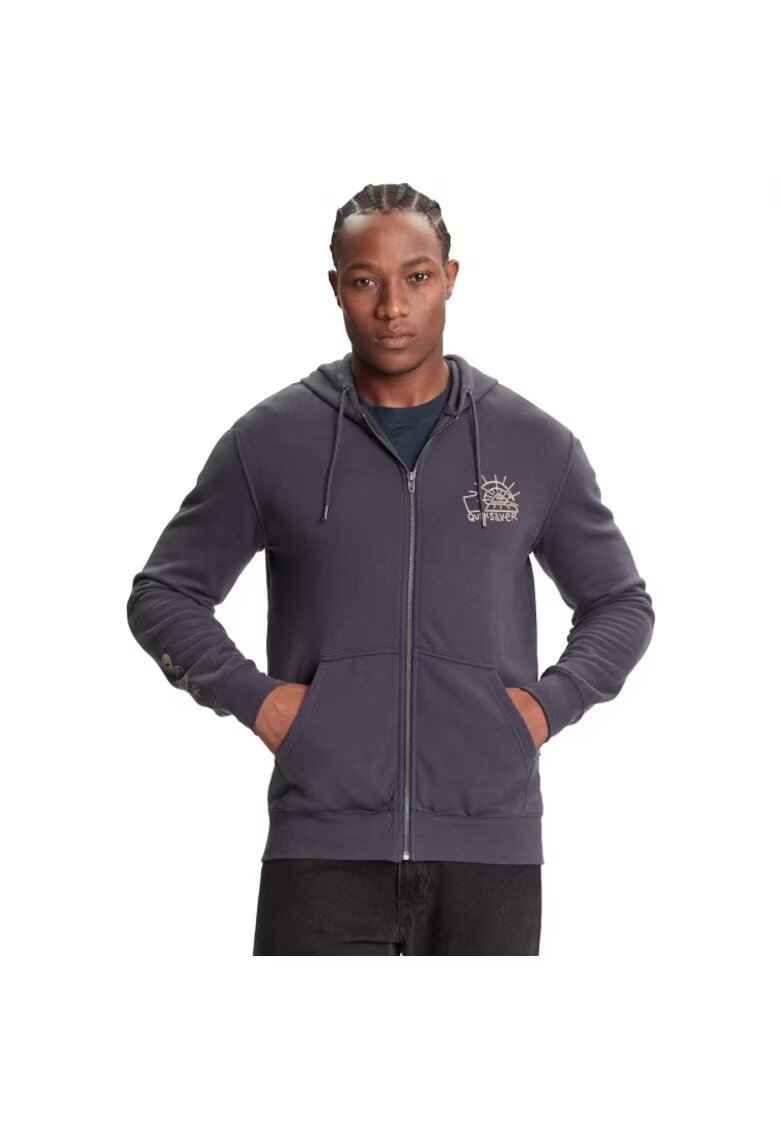 Quiksilver Hanorac sport barbati cu fermoar - albastru - bumbac