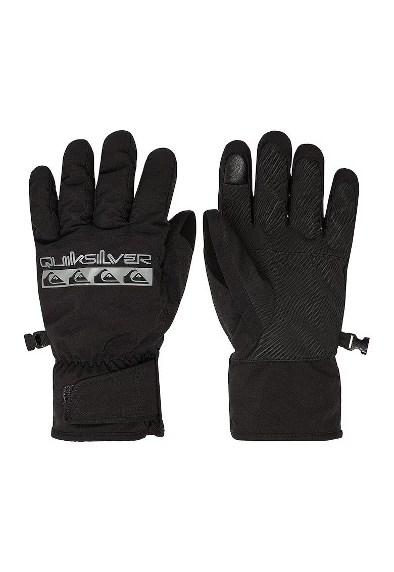 Quiksilver Manusi cu imprimeu logo Cross - Negru/Argintiu