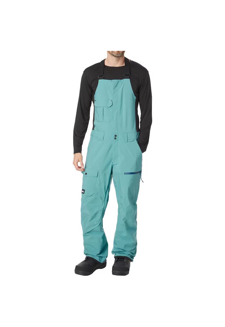 Quiksilver Pantaloni sport albastru - 100% poliester - impermeabili - pentru iarna - set cu bavete utilitare