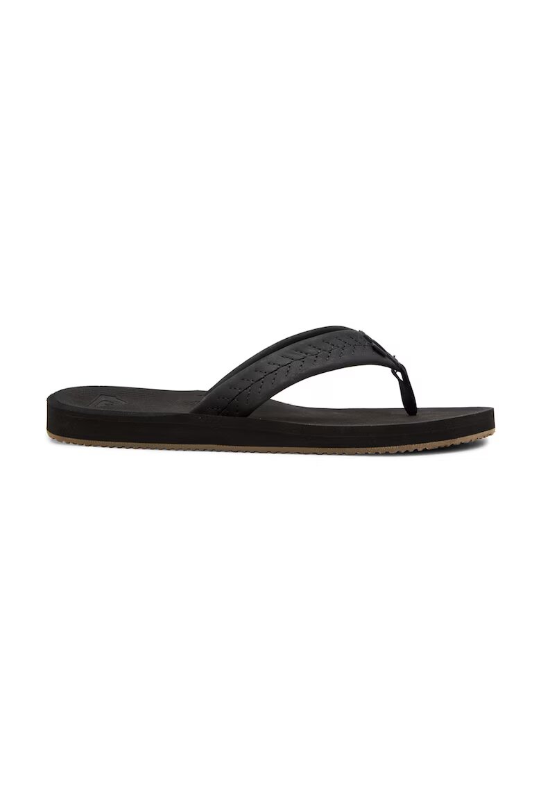 Quiksilver Papuci flip-flop de piele nabuc Left Coast - Negru