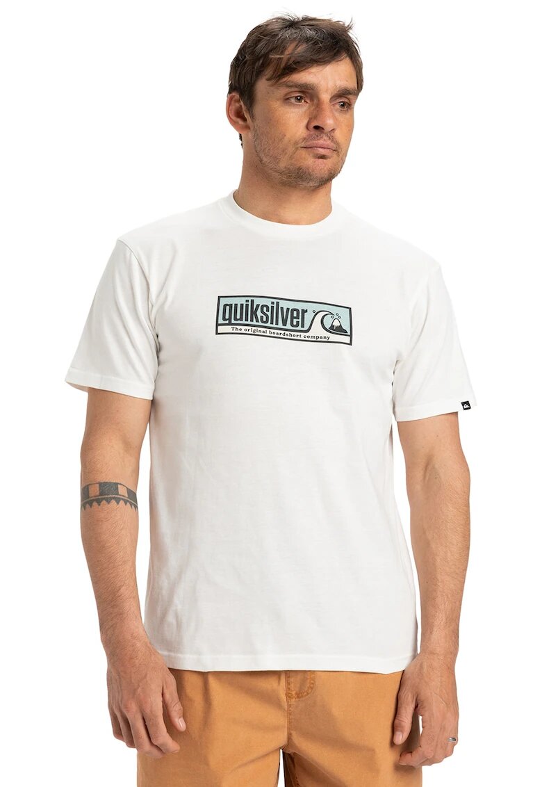 Quiksilver Tricou de bumbac organic cu logo Evo Endless - Alb/Negru/Albastru deschis