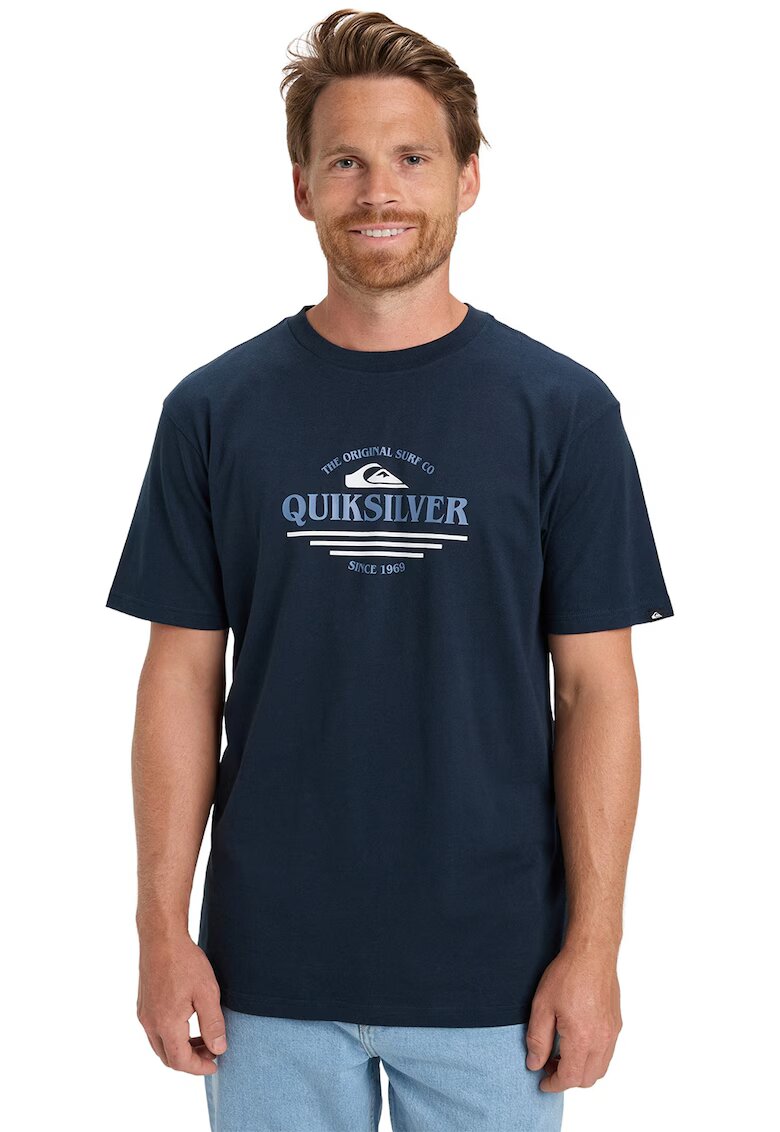 Quiksilver Tricou din bumbac cu imprimeu logo - Alb/Bleumarin