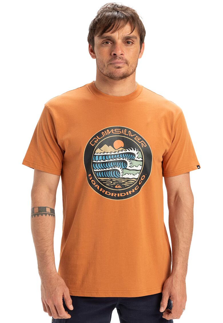 Quiksilver Tricou regular fit cu imprimeu - Negru/Portocaliu/Albastru