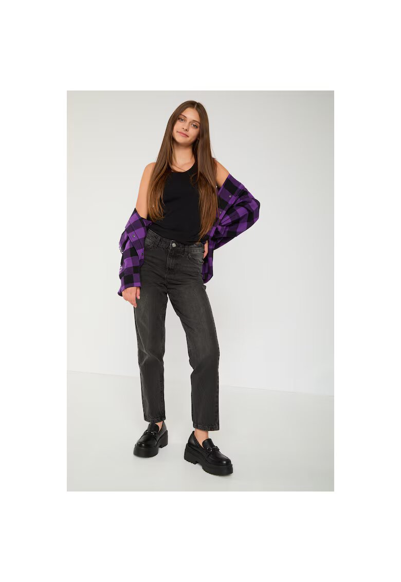 R Blugi mom fit cu talie medie