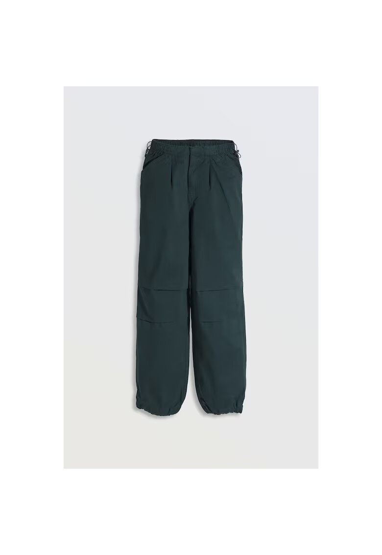 R Pantaloni lungi uni cu talie medie si buzunae lateale