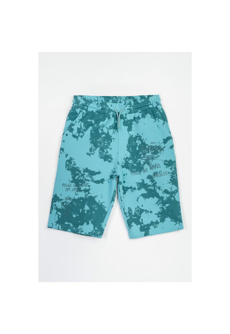 R Pantaloni scuti cu impimeu tie-dye din bumbac