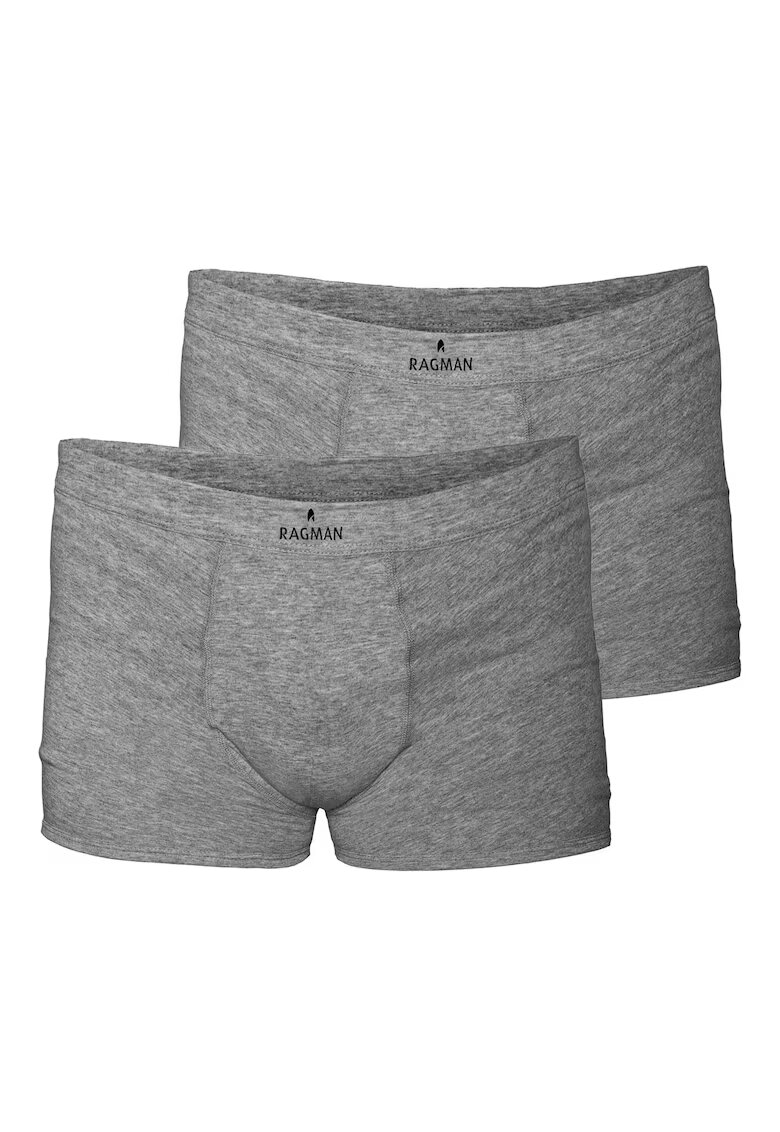 Ragman Set de boxeri din amestec de bumbac cu logo - 2 perechi - Gri