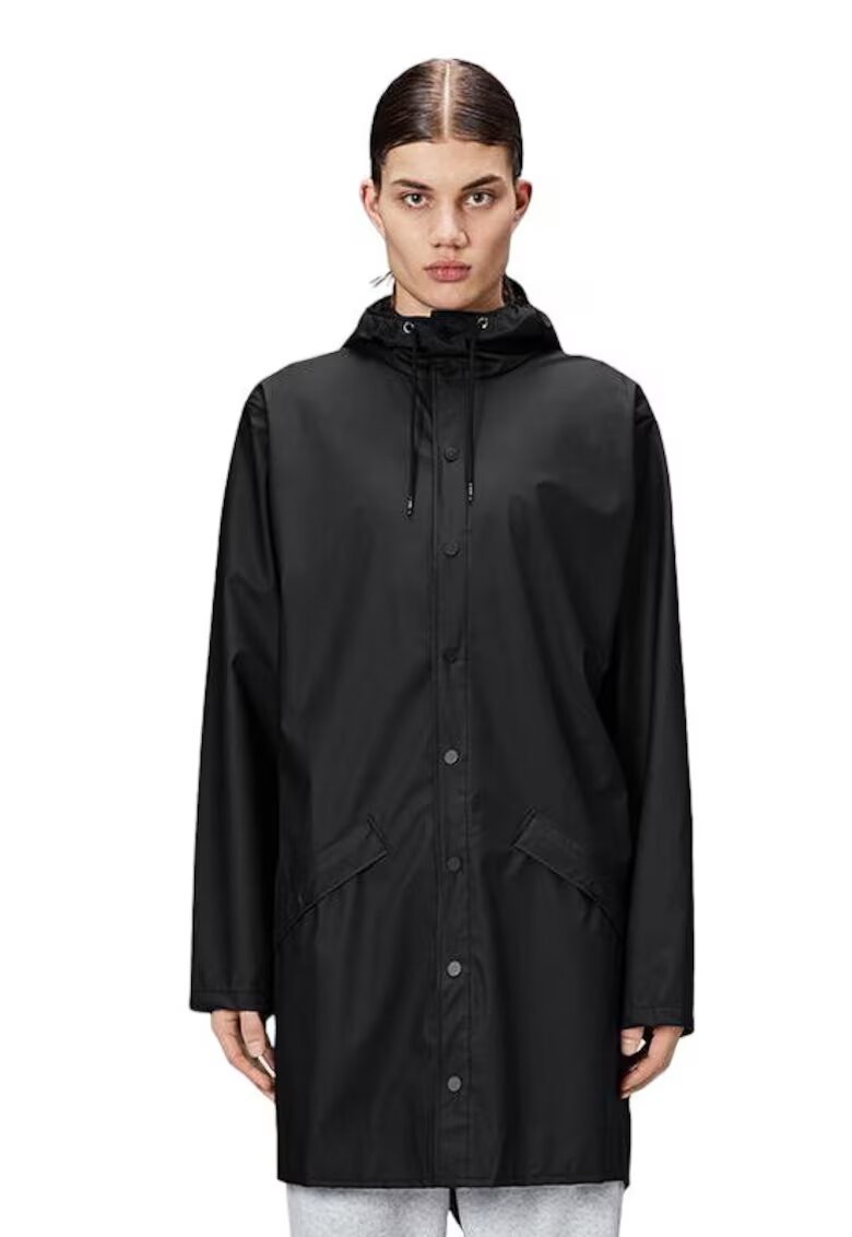 Rains Geaca lunga de ploaie unisex 12020-01 - poliester - impermeabila - antivant - negru -