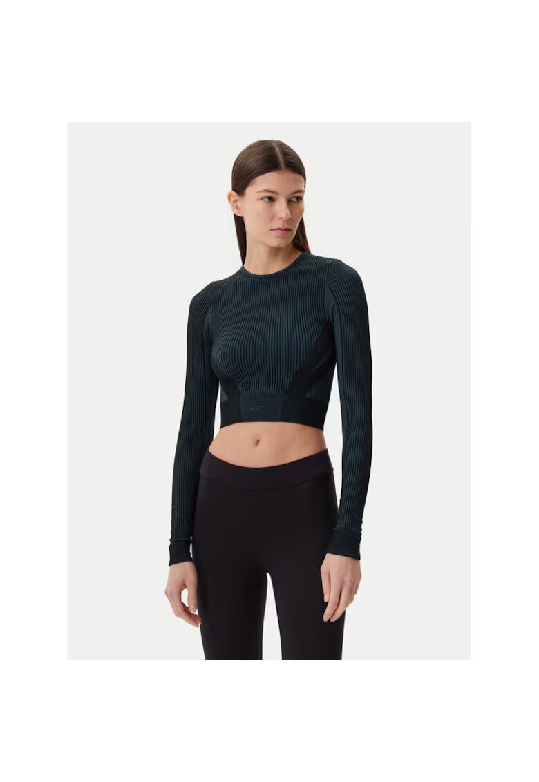 Reebok Bluza sport dama - LS Crop 118570 - negru - 72% nylon - 28% elastan