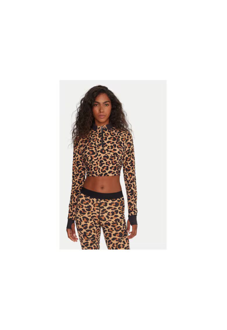 Reebok Bluza tehnica Bej - Negru - poliamida/elastan -