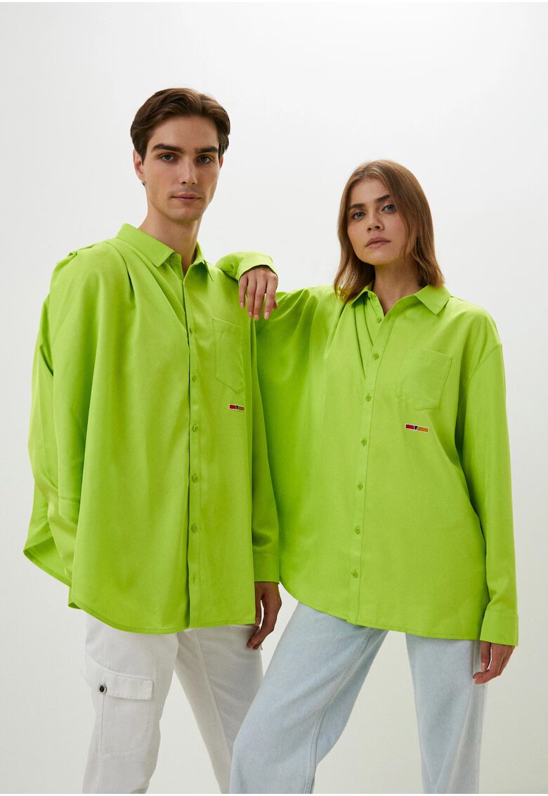 Reebok Camasa barbati - RCPM Draped Button Down - verde - poliester