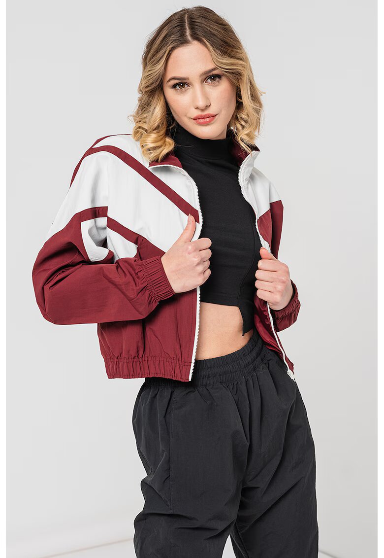Reebok Jacheta crop de trening cu model colorblock - Alb/Visiniu